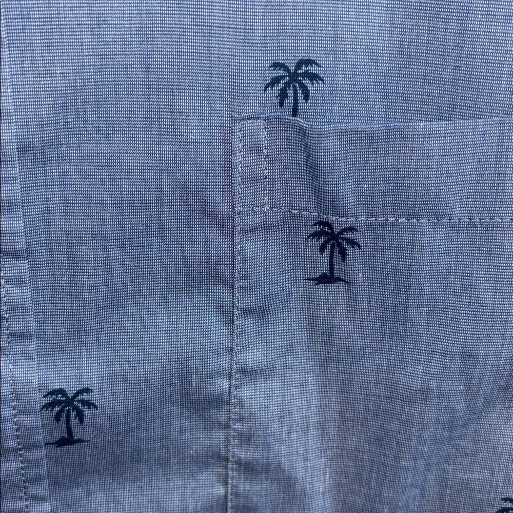 Chaps Palm Tree Woven Shirt Sleeve Button Down Shirt - Picture 9 of 10